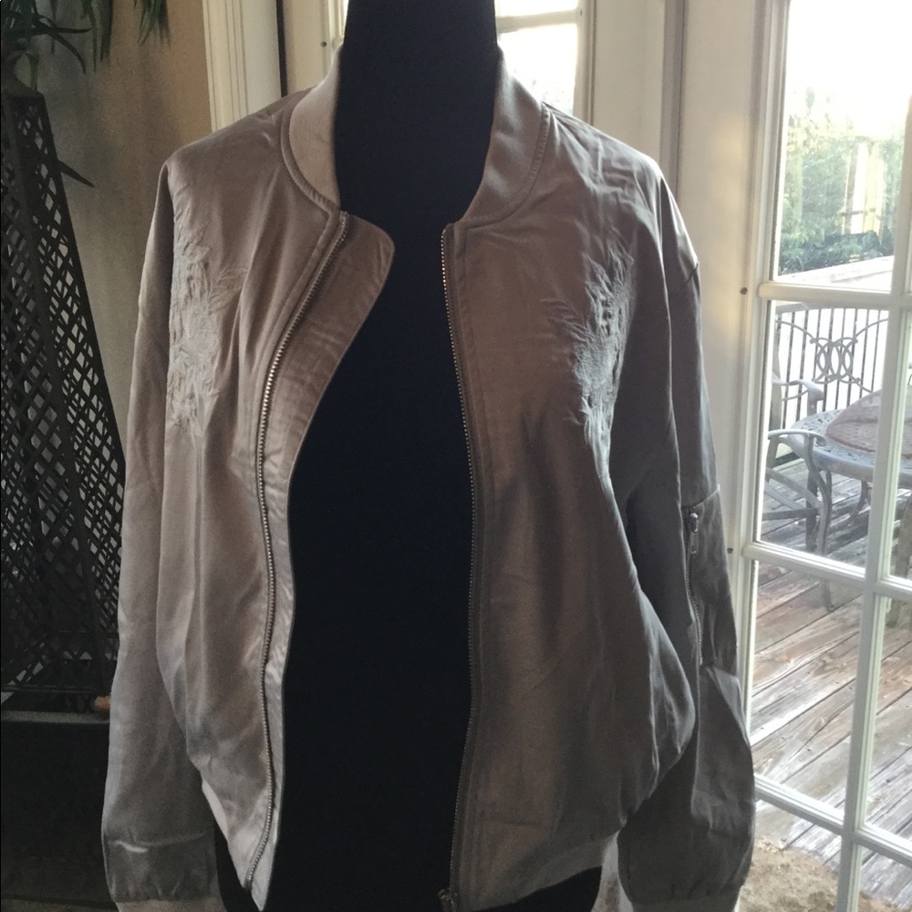 Silver/grey satin bomber jacket